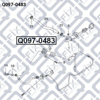 Цилиндр сцепл рабоч CHEVROLET AVEO 2005- Q-FIX Q097-0483 (фото 1)