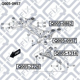 Сайлентблок передньої балки CHEVROLET AVEO (T200/T250/T255) 2003-2013 Q-FIX Q005-0957