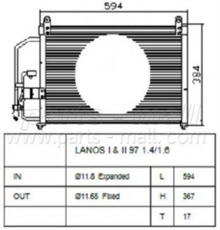 Конденсатор кондиціонера DAEWOO LANOS ALL 97-1.5-1.6 PARTS MALL PXNCC-003 (фото 1)