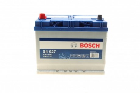 Аккумулятор (J) S4 Silver 70Ah, EN 630 левый "+" 261x175x220 (ДхШхВ) Bosch 0092S40270