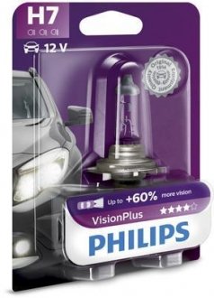 Лампа розжарювання H7VisionPlus12V 55W PX26d PHILIPS 12972 VP B1