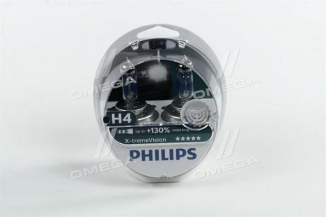 Лампа накаливания H4 12V 60/55W P43t-38 X-treme VISION +130% (1-й сорт) PHILIPS 12342XV+S2 (фото 1)