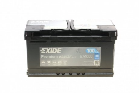 Аккумулятор 100Ah-12v PREMIUM(353х175х190).R.EN900 EXIDE EA1000