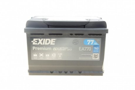 Аккумулятор 77Ah-12v PREMIUM(278х175х190),R,EN760 (1-й сорт) EXIDE EA770