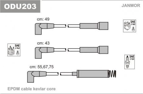 Набір проводів вис.напруги Opel Kadett E 1.6NZ №шас.J2508723,Ascona C JanMor ODU203