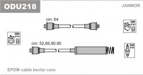 Комплект проводов зажигания Opel 1.8,2.0 Ch.No.J2796368->, JE259466-> JanMor ODU218 (фото 1)