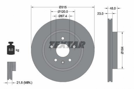 Тормозной диск TEXTAR 92187303
