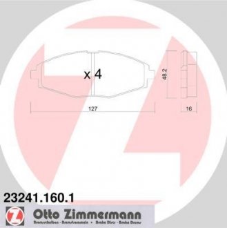 Комплект гальмівних колодок, дискове гальмо Otto Zimmermann GmbH 232411601 (фото 1)