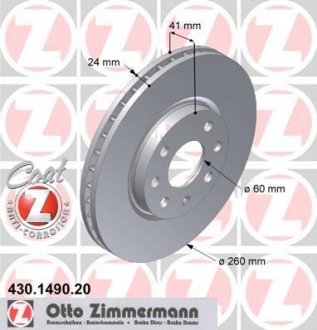 - диск тормозной вентилируемый, "coat z" Otto Zimmermann GmbH 430149020 (фото 1)
