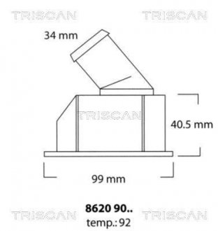 Термостат системы охлаждения двигателя TRISCAN 8620 9092 (фото 1)