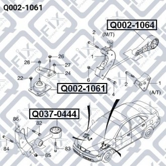 Подушка двигателя r гидравл CHEVROLET LACETTI 1.8 МКПП+АКПП (EURO 3+LDA) Q-FIX Q002-1061