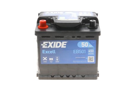 - аккумулятор excell 50ah 450a (l +) 207x175x190 mm EXIDE EB501