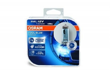 Лампа галогенна Cool Blue Intense +20% H4 12V 60/55W 4200K (2 шт.) OSRAM 64193CBI-HCB (фото 1)
