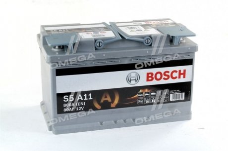 Аккумулятор S5 AGM 80Ah, EN 800 правый "+" 315x175x190 (ДхШхВ) с-ма START-STOP Bosch 0092S5A110 (фото 1)
