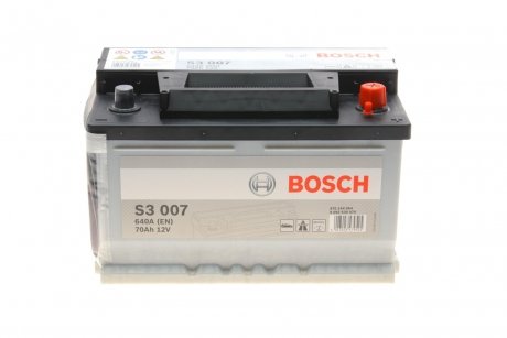 Акумулятор S3 70Ah, EN 640 правий "+" 278 x 175 x 175 (ДхШхВ) Bosch 0092S30070