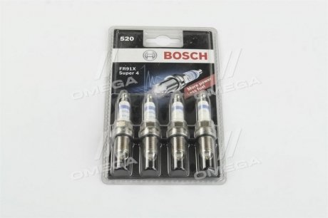 Свічка запалювання FR91X SUPER4 (OPEL) (4шт. блист.) Bosch 0242222804