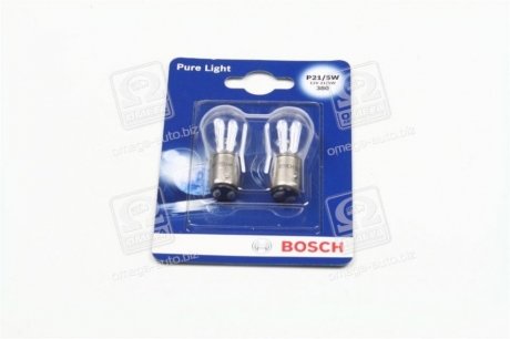 Лампа розжарювання P21/5W 12V 21/5W PURE LIGHT (blister 2 шт) Bosch 1987301016 (фото 1)