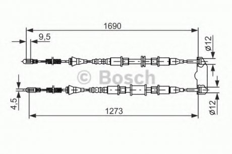 Трос, стояночная тормозная система Bosch 1987477129