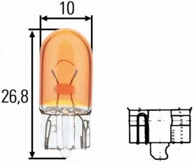 Лампа накаливания wy5w 12v 5w w 2,1 x 9,5d amber - Hella 8GP003594541 (фото 1)