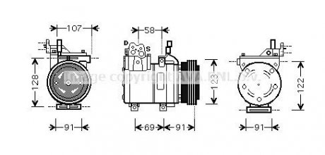 Компрессор кондиционера Hyundai Coupe 01-/Elantra 00-/Tucson 04-/Kia Sportage 07- AVA Cooling Systems HYAK161 (фото 1)