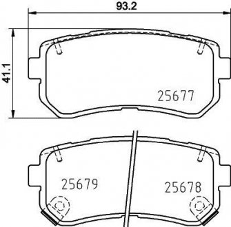 Колодки гальмівні дискові задні Hyundai ix35, Sonata/Kia Cerato 1.7, 2.0, 2.4 (09-) Nisshinbo NP6097