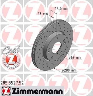 Тормозной диск Otto Zimmermann GmbH 285.3527.52 (фото 1)