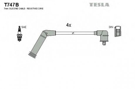 Комплект кабелей зажигания TESLA T747B (фото 1)