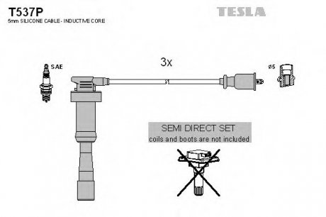 Комплект кабелей зажигания TESLA T537P (фото 1)