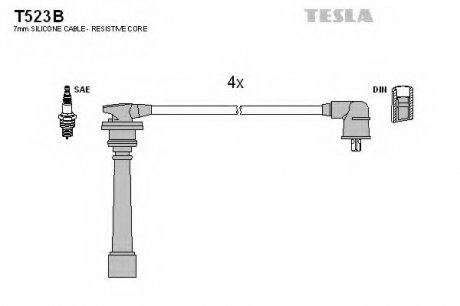 Комплект кабелів запалювання TESLA T523B (фото 1)