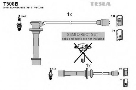 Комплект кабелей зажигания TESLA T508B