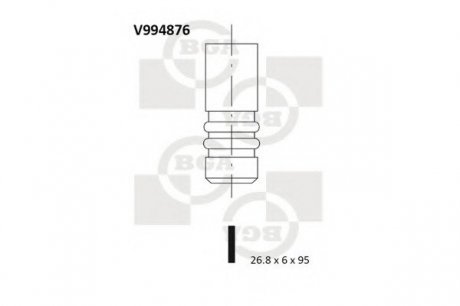 Клапан впускной (26.8x6x95) Fiat Doblo 1.4 10-/Opel Combo 1.4 12- BGA V994876 (фото 1)
