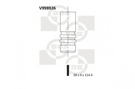 Клапан впускний (28x6x114,4) OPEL ASTRA H, ASTRA H GTC 1.6D-2.4D 11.02- BGA V998926
