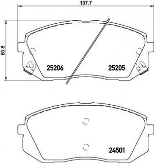 Колодки гальмові дискові передні Hyundai i40, ix35 1.6, 1.7, 2.0 (11-)/Kia Sportage 2.0, 2.7 (04-) Nisshinbo NP6034 (фото 1)
