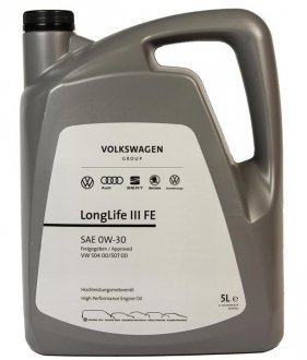 Олія моторна LongLife III FE 0W-30 (5 л) VAG GS55545M4 (фото 1)