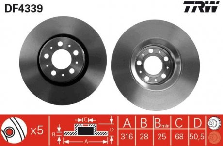 Гальмівний диск TRW DF4339