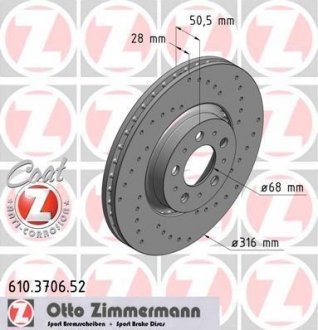 ДИСК ТОРМОЗНОЙ Zimmermann Otto Zimmermann GmbH 610.3706.52