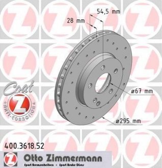 ДИСК ТОРМОЗНОЙ Zimmermann Otto Zimmermann GmbH 400.3618.52