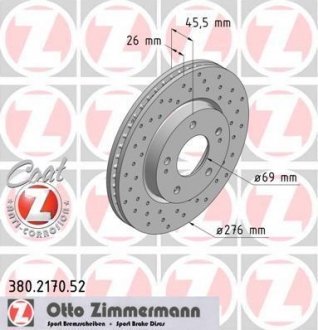 ДИСК ТОРМОЗНОЙ Otto Zimmermann GmbH 380.2170.52 (фото 1)