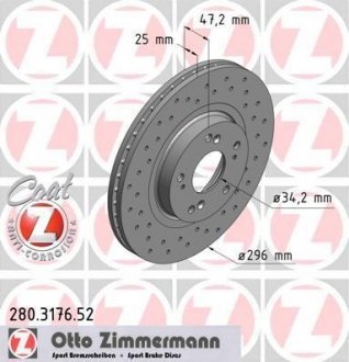 ДИСК ГАЛЬМІВНИЙ Zimmermann Otto Zimmermann GmbH 280.3176.52