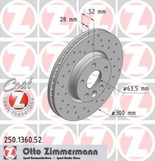 ДИСК ТОРМОЗНОЙ Zimmermann Otto Zimmermann GmbH 250.1360.52