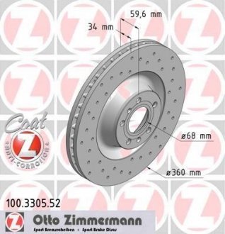 ДИСК ТОРМОЗНОЙ Zimmermann Otto Zimmermann GmbH 100.3305.52
