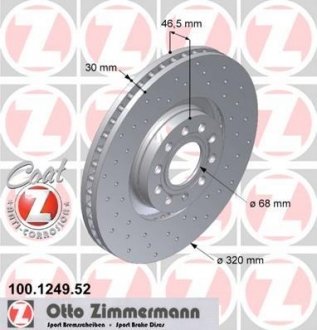ДИСК ТОРМОЗНОЙ Zimmermann Otto Zimmermann GmbH 100.1249.52