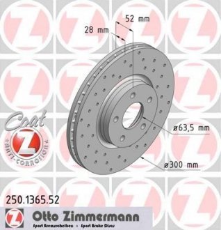 ДИСК ТОРМОЗНОЙ Otto Zimmermann GmbH 250.1365.52 (фото 1)