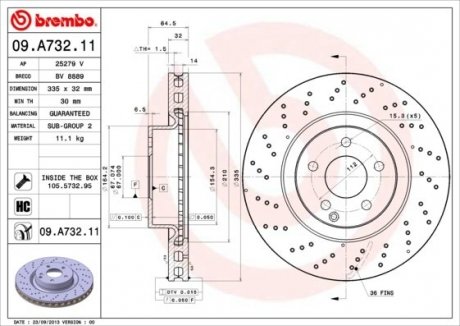 Гальмівний диск BM Brembo 09.A732.11