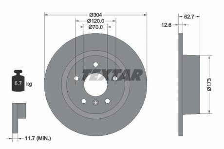 Гальмівний диск PRO TEXTAR 92095203 (фото 1)