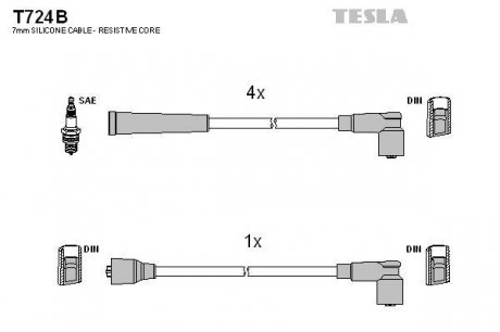Комплект кабелів запалювання TESLA T724B