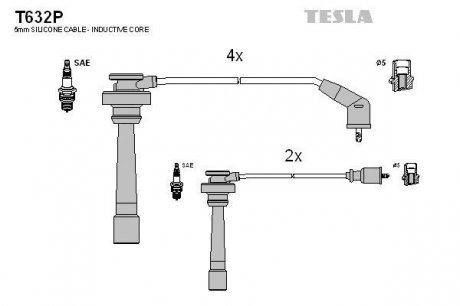 Комплект кабелів запалювання TESLA T632P