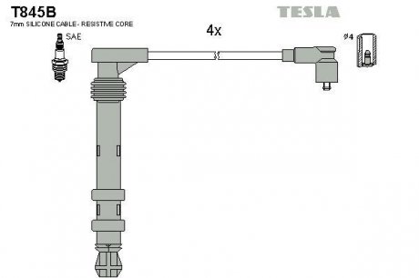 Комплект кабелей зажигания TESLA T845B
