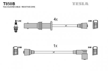 Комплект кабелів запалювання TESLA T850B (фото 1)