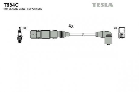 Комплект кабелів запалювання TESLA T854C (фото 1)